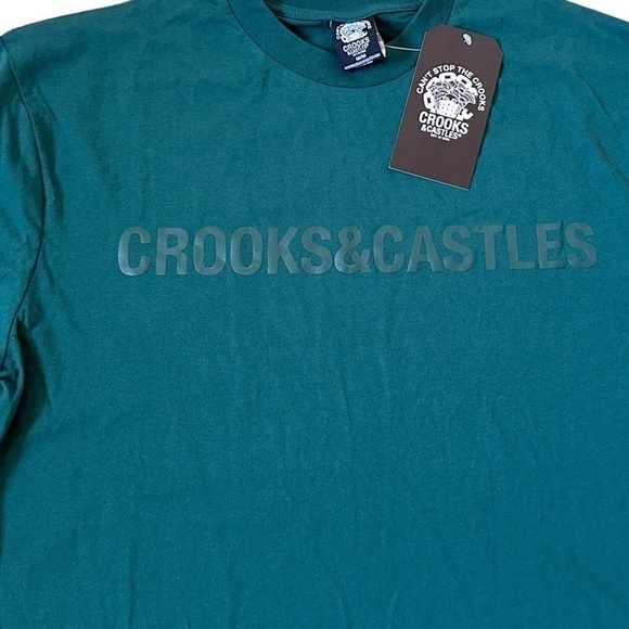 NWT Crooks & Castles Logo Tee in Green - Picture 2 of 7